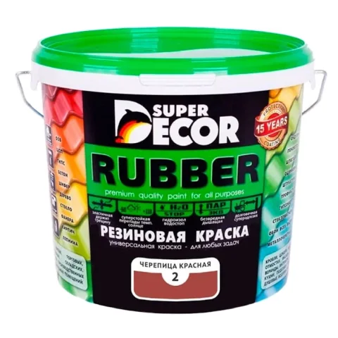 Краска Super Decor Резиновая №02 Черепица красная (12кг)