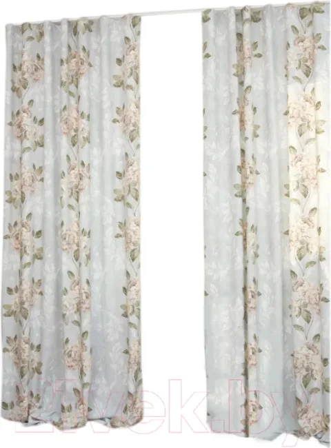 Комплект штор Delfa СШД-050 Flowers/20 (160x250, бежевые цветы)