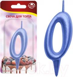 Свеча для торта Мультидом Овал Цифра 0 / МС5-40 (синий) — фото 2