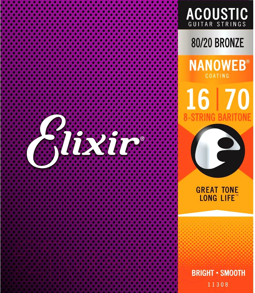 Струны для акустической гитары Elixir Strings 11308 12-70 8-String Baritone