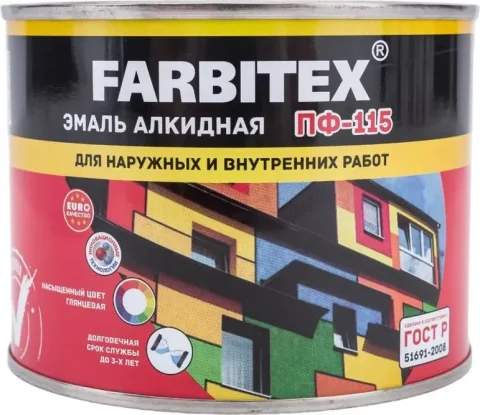 Эмаль Farbitex ПФ-115 (400г, черный)
