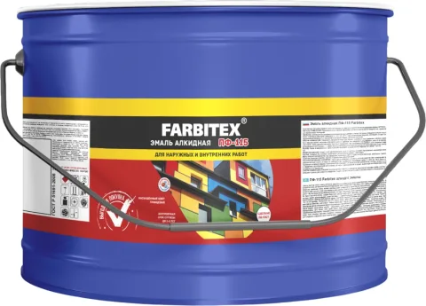 Эмаль Farbitex ПФ-115 (10кг, лайм)