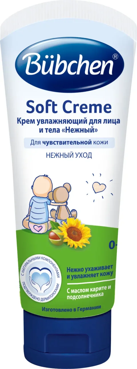 Крем детский Bubchen Нежный для лица и тела увлажняющий. Новая рецептура 12256145 (75мл)
