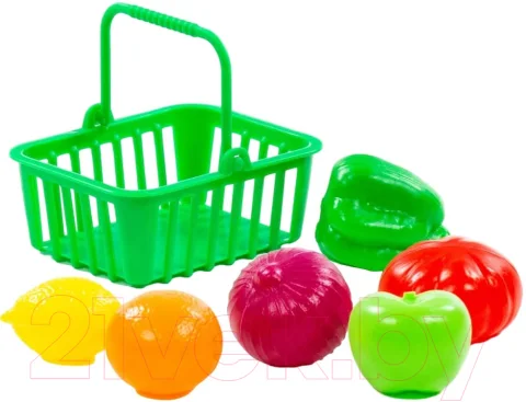 Корзина игрушечная Полесье Набор продуктов №13 с корзинкой / 66749