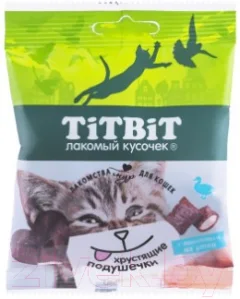 Лакомство для кошек TiTBiT Хрустящие подушечки с паштетом из утки / 13908 (30г) — фото 1
