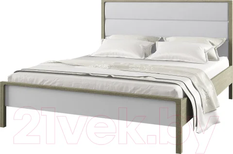 Двуспальная кровать Молодечномебель Хитроу 180 с осн. Verona 01 White / ВМФ-1670.1 (серый агат/БА)