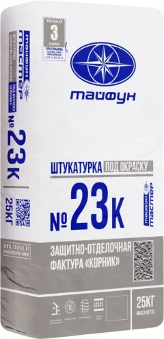 Штукатурка декоративная Тайфун Мастер №23К-2 фактура корник 1.5мм (25кг, серый) — фото 1