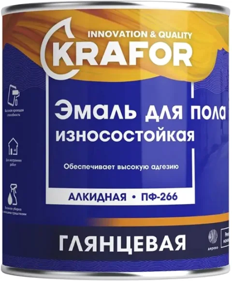 Эмаль Krafor ПФ-266 для пола (6кг, красно-коричневый)