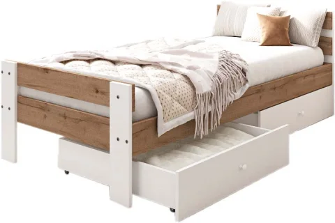 Односпальная кровать EcoWood Сидней-2 с ящиками 80х200 / ECO.001.00055.80-200.376WML/101SE