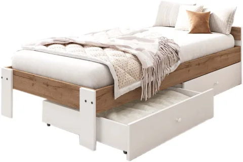 Односпальная кровать EcoWood Денвер-2 с ящиками 80х200 / ECO.001.00057.80-200.376WML/101SE
