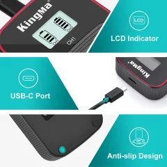 Зарядное устройство для аккумулятора для камеры Kingma + 2 аккумулятора LP-E17 1040mAh / BM058LPE17-2BM — фото 3