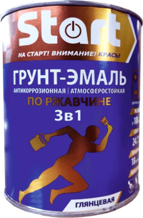 Грунт-эмаль START По ржавчине 3в1 (800г, черный)