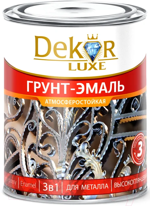Грунт-эмаль Dekor 3 в 1 алкидная (900г, серый)