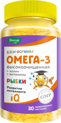 Жирные кислоты Эвалар Бэби Формула Рыбки Омега-3 (30таблеток) — фото 1