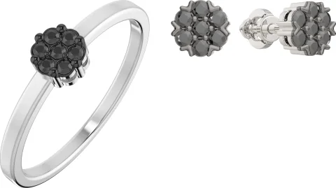 Комплект ювелирных украшений из белого золота ZORKA Серьги 3D00159.14K.W, кольцо 2D00159.14K.W р.17