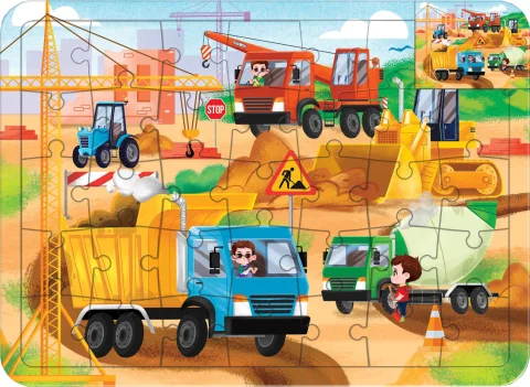 Развивающая игра Puzzle Time Машины на стройке С раскраской / 4659724 (34эл)