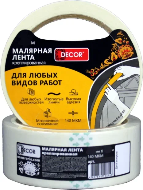 Лента малярная Decor 48мм 25м 140мкм 789-4825 (креппированная)