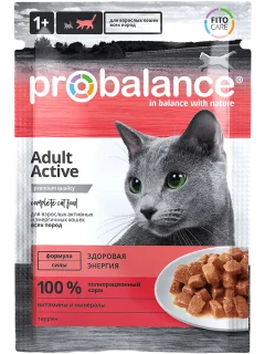 Влажный корм для кошек ProBalance Active для активных кошек (28х85г) — фото 2