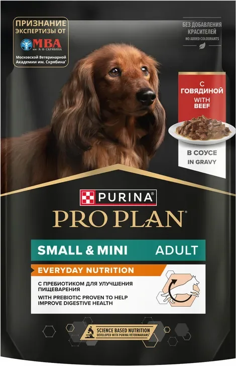 Влажный корм для собак Pro Plan Adult с говядиной в соусе (85г)