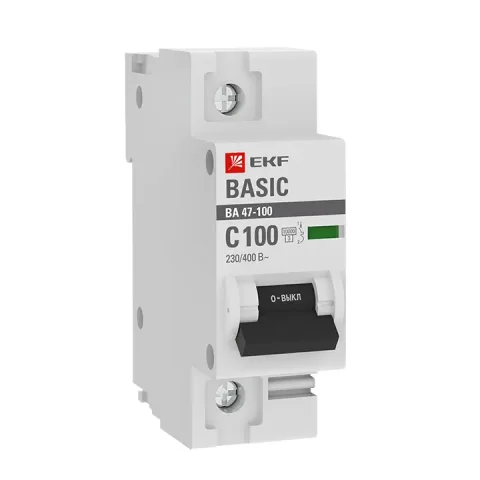Выключатель автоматический EKF Basic ВА 47-100 1P 100А (C) 10kA / mcb47100-1-100C-bas