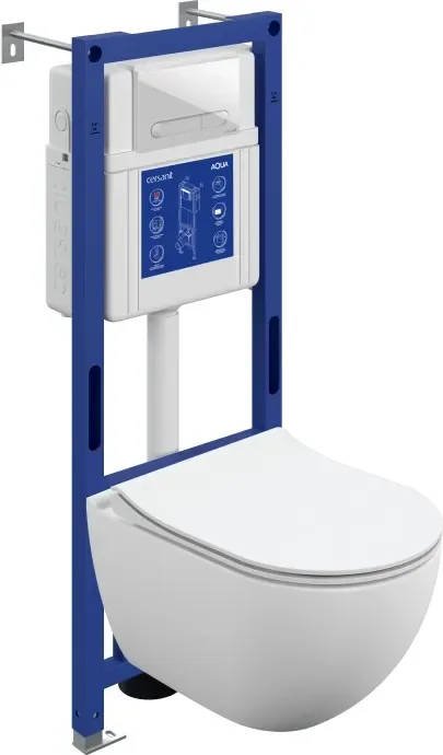 Унитаз подвесной с инсталляцией Cersanit Brasko Smart DPL EO Slim + Aqua 40 Smart M / 69334 (с кнопкой Estetica белый)