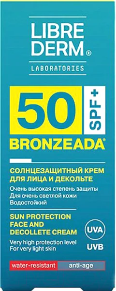 Крем солнцезащитный Librederm Bronzeada для лица и зоны декольте SPF50 (50мл) — фото 2