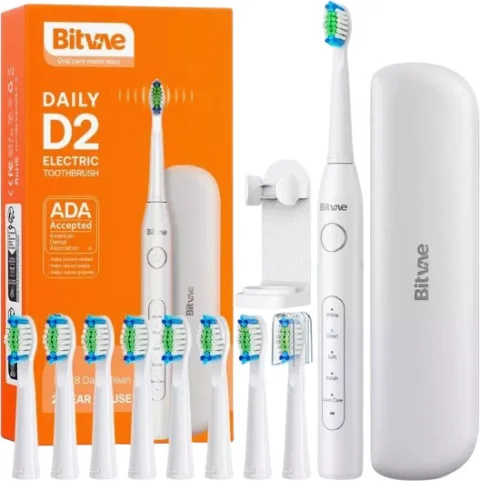 Ультразвуковая зубная щетка Bitvae BV D2 Daily Toothbrush+8 насадок+чехол+крышка+щеткодержатель (белый)