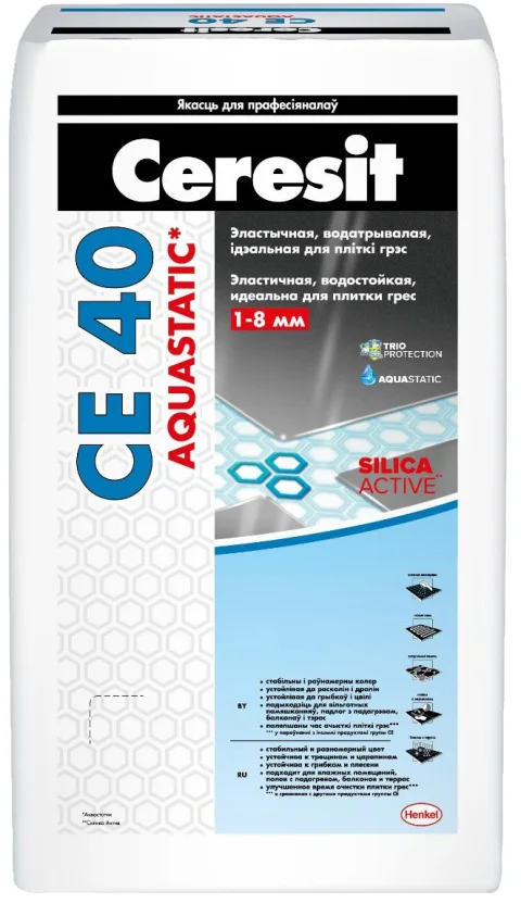 Фуга цементная Ceresit CE 40 Aquastatic (20кг, белый)