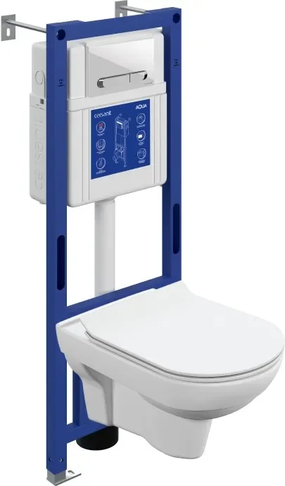 Унитаз подвесной с инсталляцией Cersanit City DPL EO Slim + Aqua 40 Smart M / 69313 (с кнопкой Estetica белый)