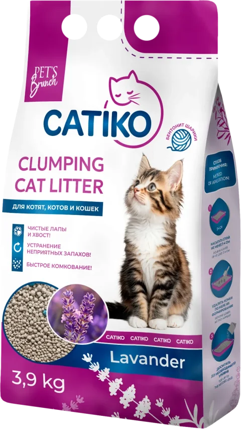 Наполнитель для туалета Catiko М Comfort (лаванда, 3.9кг)