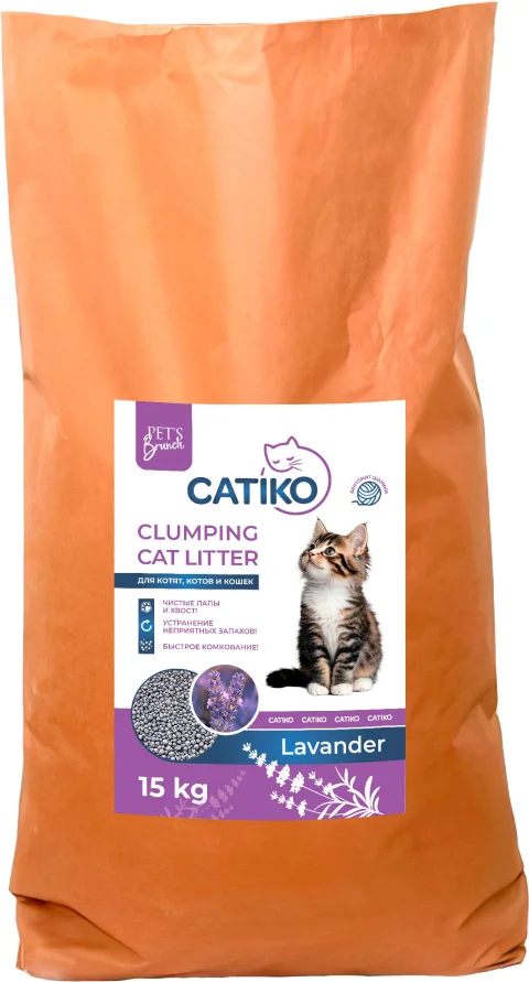 Наполнитель для туалета Catiko М Comfort (лаванда, 15кг)