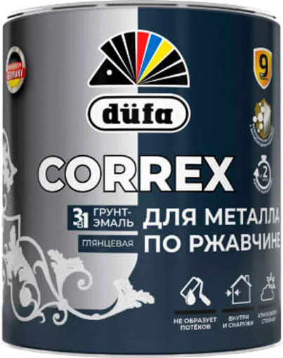 Грунт-эмаль Dufa Correx 3в1 для металла по ржавчине (750мл, RAL-7004 серый)