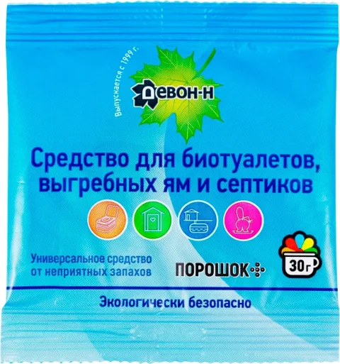 Биоактиватор Девон Порошок для биотуалетов, выгребных ям и септиков Н (30г)