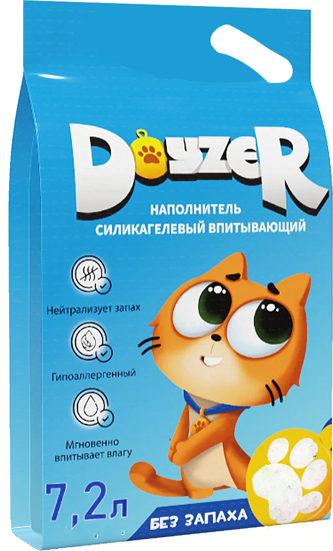 Наполнитель для туалета Doyzer Силикагелевый без запаха (7.2л/3кг)