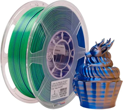 Пластик для 3D-печати eSUN ePLA-Silk Mystic Filament / ePLA-SilkMystic-P175BOG1 (1.75мм, 1кг, синий/оранжевый/зеленый)