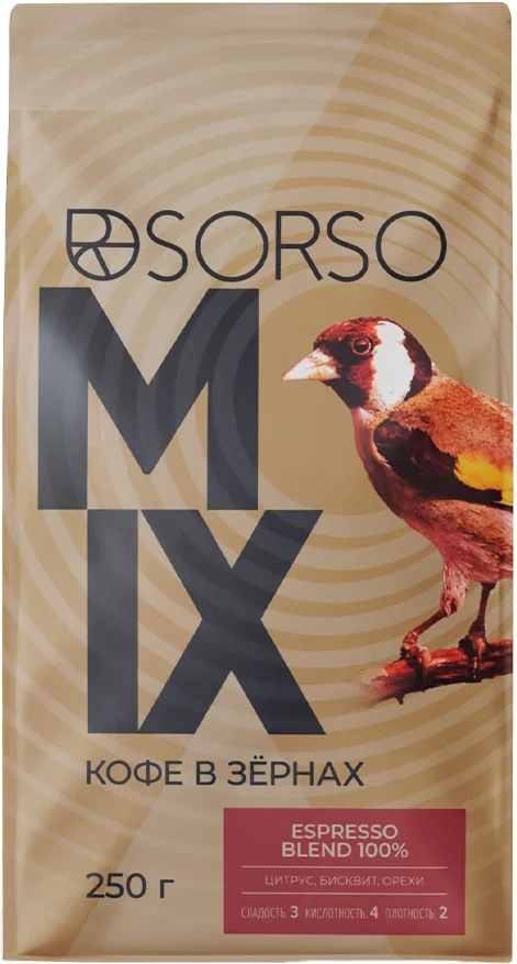 Кофе в зернах Sorso Espresso Blend 100% Арабика (250г)