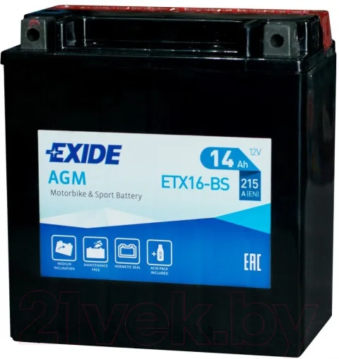 Мотоаккумулятор Exide ETX16-BS (14 А/ч)