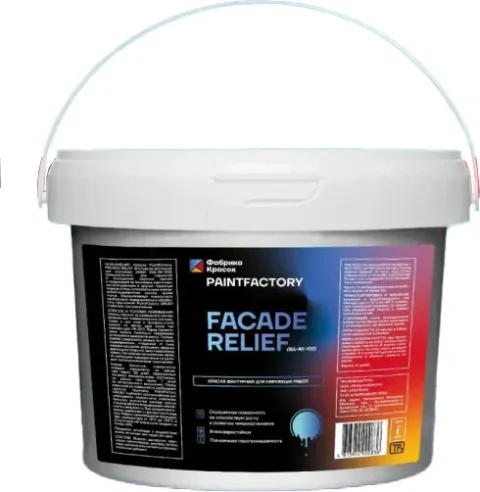 Краска PaintFactory Facade Relief фасадная фактурная для наружных работ 1.0-1.5мм (15кг, белый)