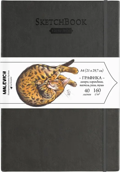 Скетчбук Малевичъ GrafArt White / 401283 (40л, серый)