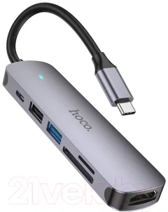 USB-хаб Hoco HB28 Type-C (металлик) — фото 1