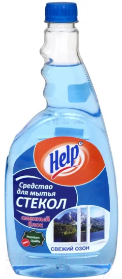 Средство для мытья стекол HELP Свежий озон сменный блок (750мл) — фото 1