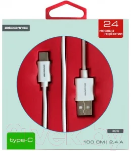 Кабель Atomic HQ-Base USB-Type C / 30241 (1м, белый)