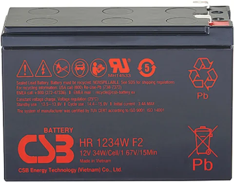 Аккумуляторная батарея CSB HR 1234W F2 12V/9Ah