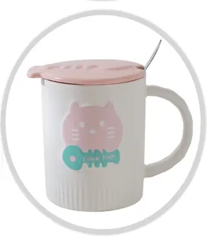 Кружка с ложкой ILikeGift I like fish ULB-536-01 (pink)