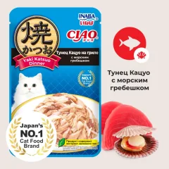 Влажный корм для кошек Inaba Тунец Кацуо на гриле с морским гребешком (50г) — фото 3