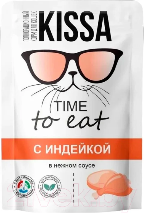 Влажный корм для кошек Kissa С индейкой в соусе (75г)