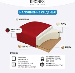 Диван KRONES Пантеон барный (экокожа красный/черный) — фото 5