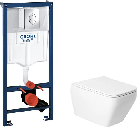 Унитаз подвесной с инсталляцией Saniteco KW-9010W + GROHE Rapid SL 38721001