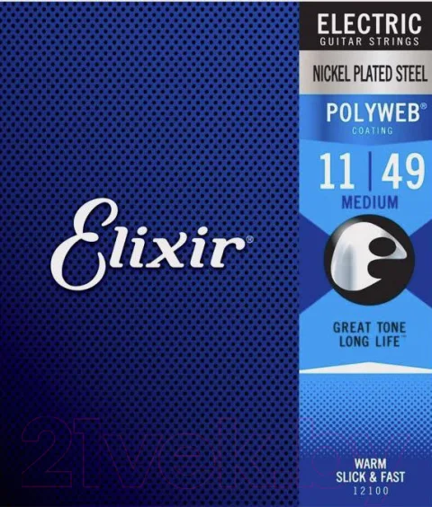Струны для электрогитары Elixir Strings Medium 12100 / Polyweb 11-49