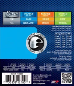 Струны для электрогитары Elixir Strings Medium 12100 / Polyweb 11-49 — фото 2